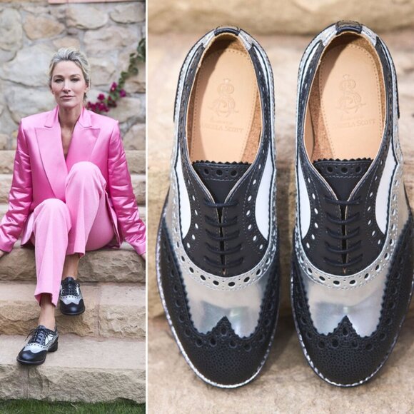 Office of Angela Scott Mr. Doubt Wingtip Brogue Silver Black Leather Oxford 36.5 - Picture 16 of 16